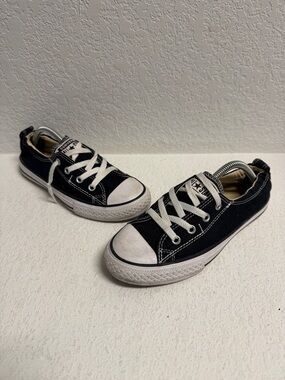 Converse Kids Black and White Low-Top Canvas Sneakers Junior 3